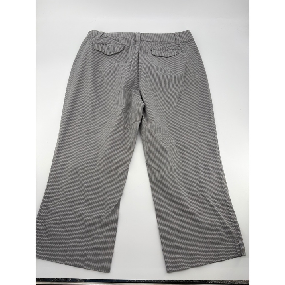 New York & Company Womens 14 Gray Pinstripe Wide Leg Cropped Ankle Pedal Pusher